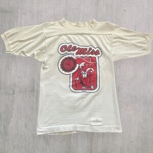 Ole miss 70s white tee colonel Reb 1974